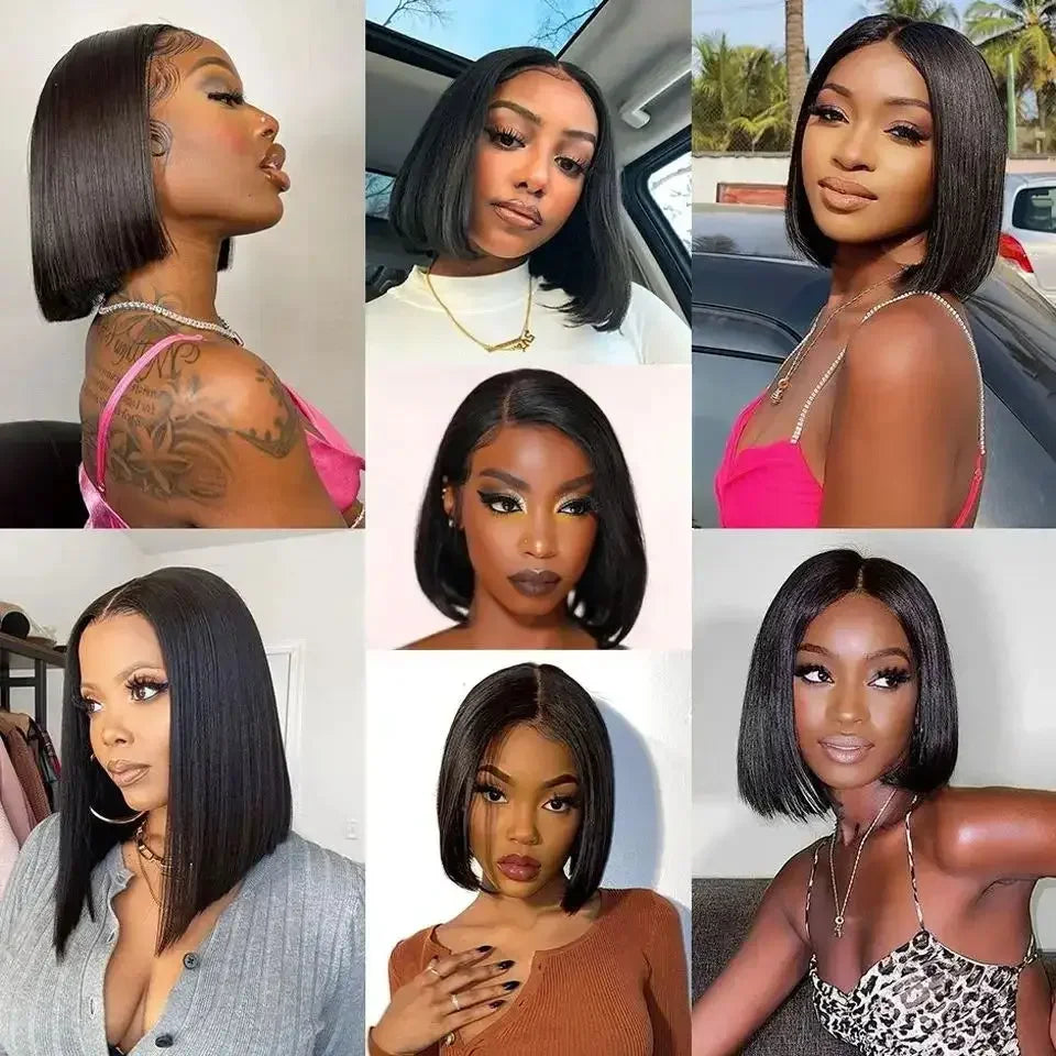Bob Wig Human Hair 200% Density 13x4 HD Lace Frontal Short Straight Lace Front Bob Wigs For Black Women Human Hair Pre Plucked