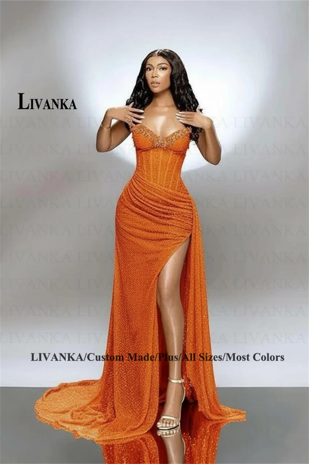 Sweetheart Mermaid Evening Gown – Beaded Floor-Length