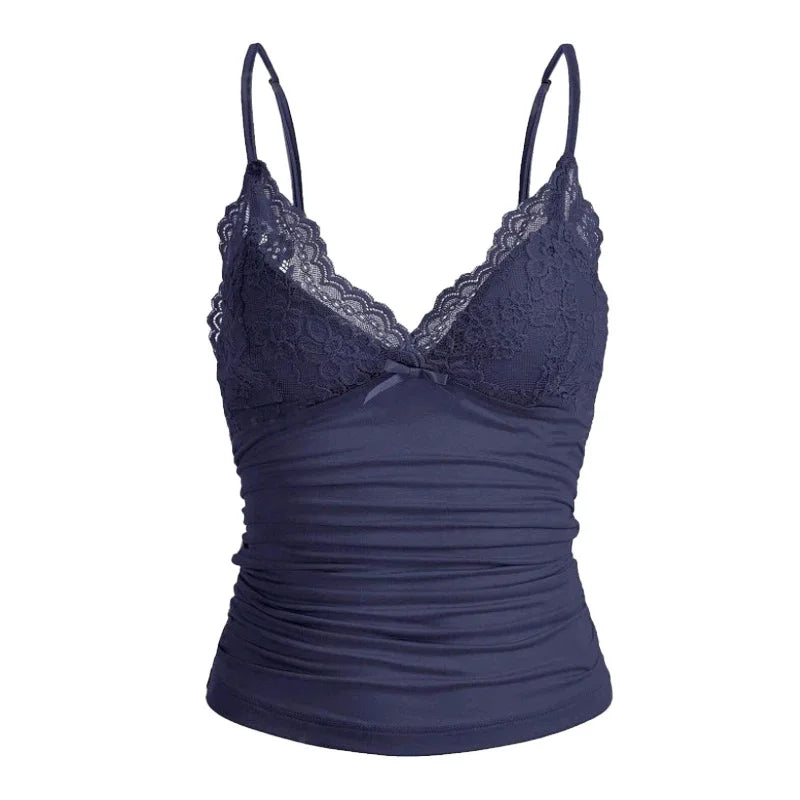 Floral Lace Bralette Cami Top | Satin Bow