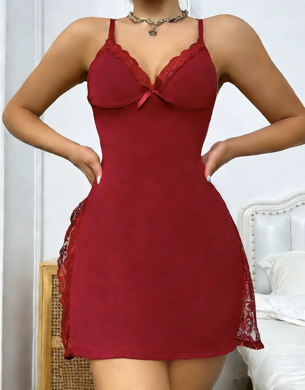2026 Women's Homewear European and American New Style Slit Dress Pure Desire Pajamas