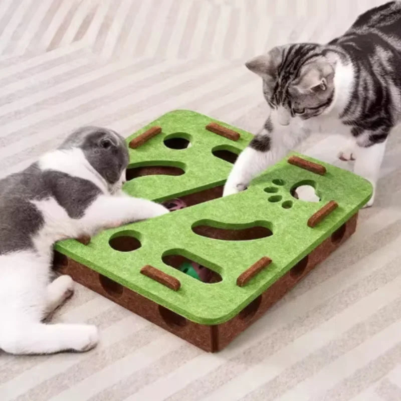 Cat Puzzle Maze Toy – Interactive Felt Box with Bell Ball for Kittens