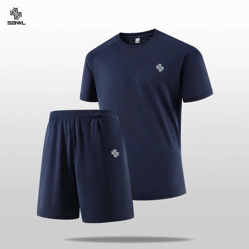 Men Sport Set – Short-Sleeve Top & Shorts, 4 Colors