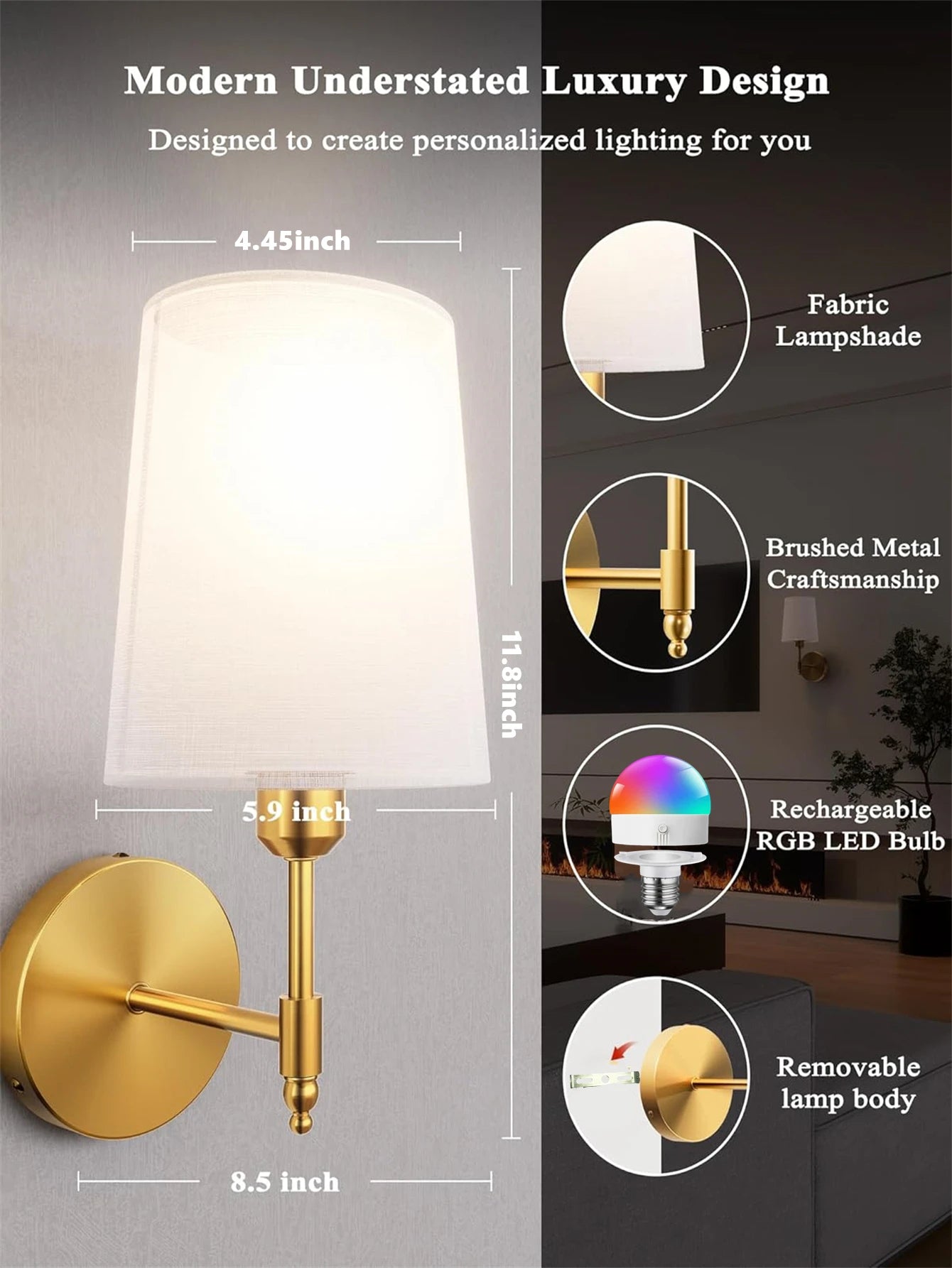 Battery-Operated Wireless Wall Sconce | 15 RGB Colors