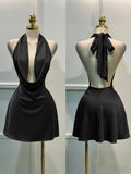 Open-Back Satin Midi Dress – Zipper Fitted Cocktail