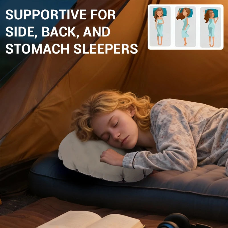 WESTTUNE Camping Inflatable Pillow Portable Compressible Folding Ice Sillky Pillow Outdoor Travel Pillow for Neck Lumbar Support