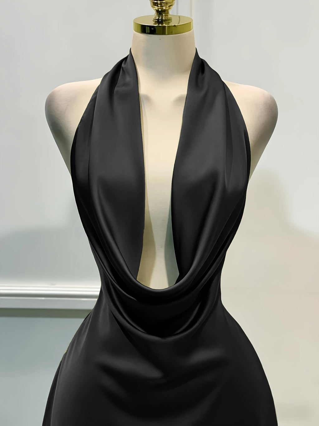Open-Back Satin Midi Dress – Zipper Fitted Cocktail
