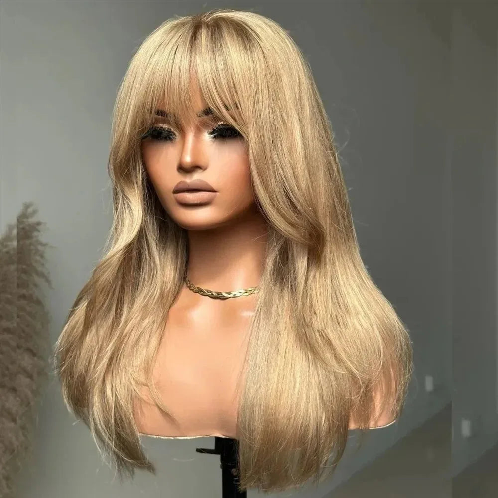 Black Wig WIth Layered Bangs Body Wave Lace Front Wig Short Bob Lace Frontal Wig 13x4 HD PrePlucked Synthetic Daily Wear Cosplay
