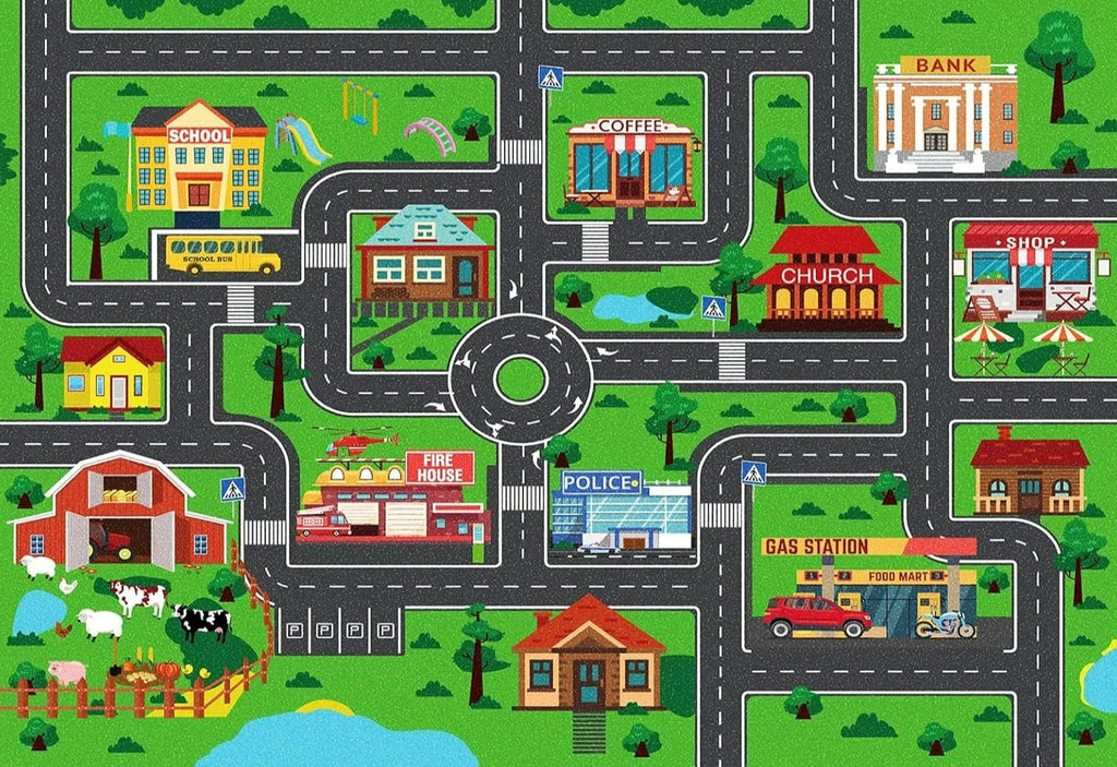 Playful City Traffic Route Carpet Interactive Rug Living Room Bedroom Rug Kid Playmat Parent-child Activity Rug Christmas Gifts
