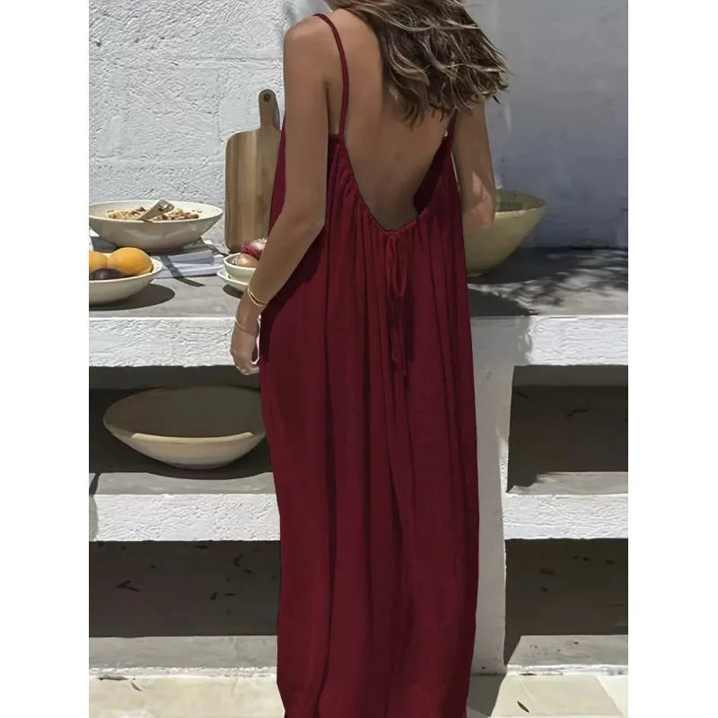 Backless Long Loose Maxi Dress