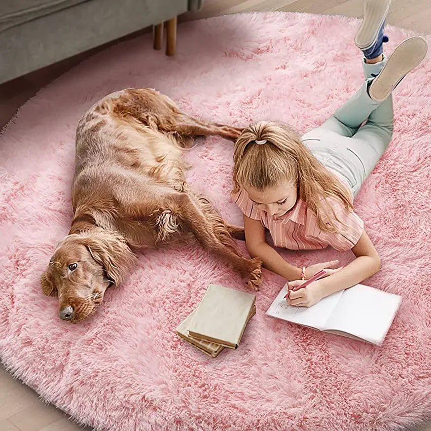Super Soft Plush Round Rug – Fluffy Pile Floor Mat