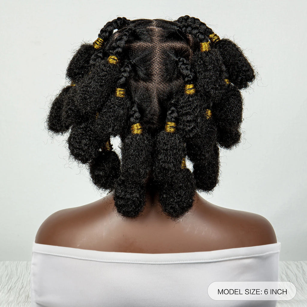 Synthetic Handmade Bantu Braided Wigs Full Lace Knotless Braided Lace Wig Short Braiding Hair Wig with Baby Hair for Black Women
