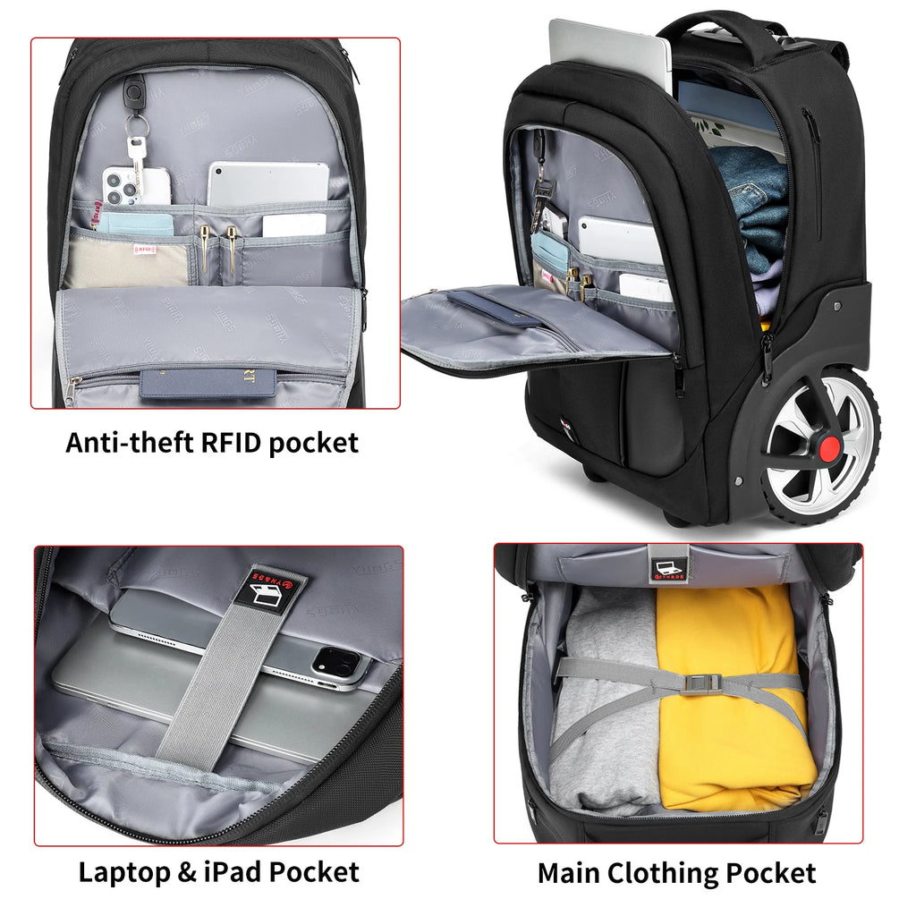 20 inch Rolling Luggage Backpack With Wheels Travel Suitcases Large Capacity Trolley Bags Multifinonal Laptop Carry on Backpack