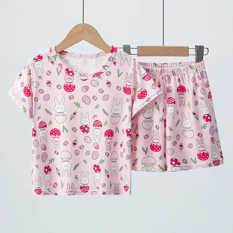 Kids' Character Print Short-Sleeve & Shorts Set – 14 Designs