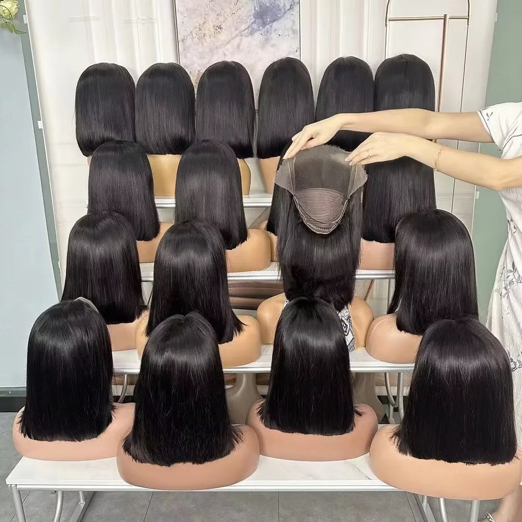 Bob Wig Human Hair 200% Density 13x4 HD Lace Frontal Short Straight Lace Front Bob Wigs For Black Women Human Hair Pre Plucked