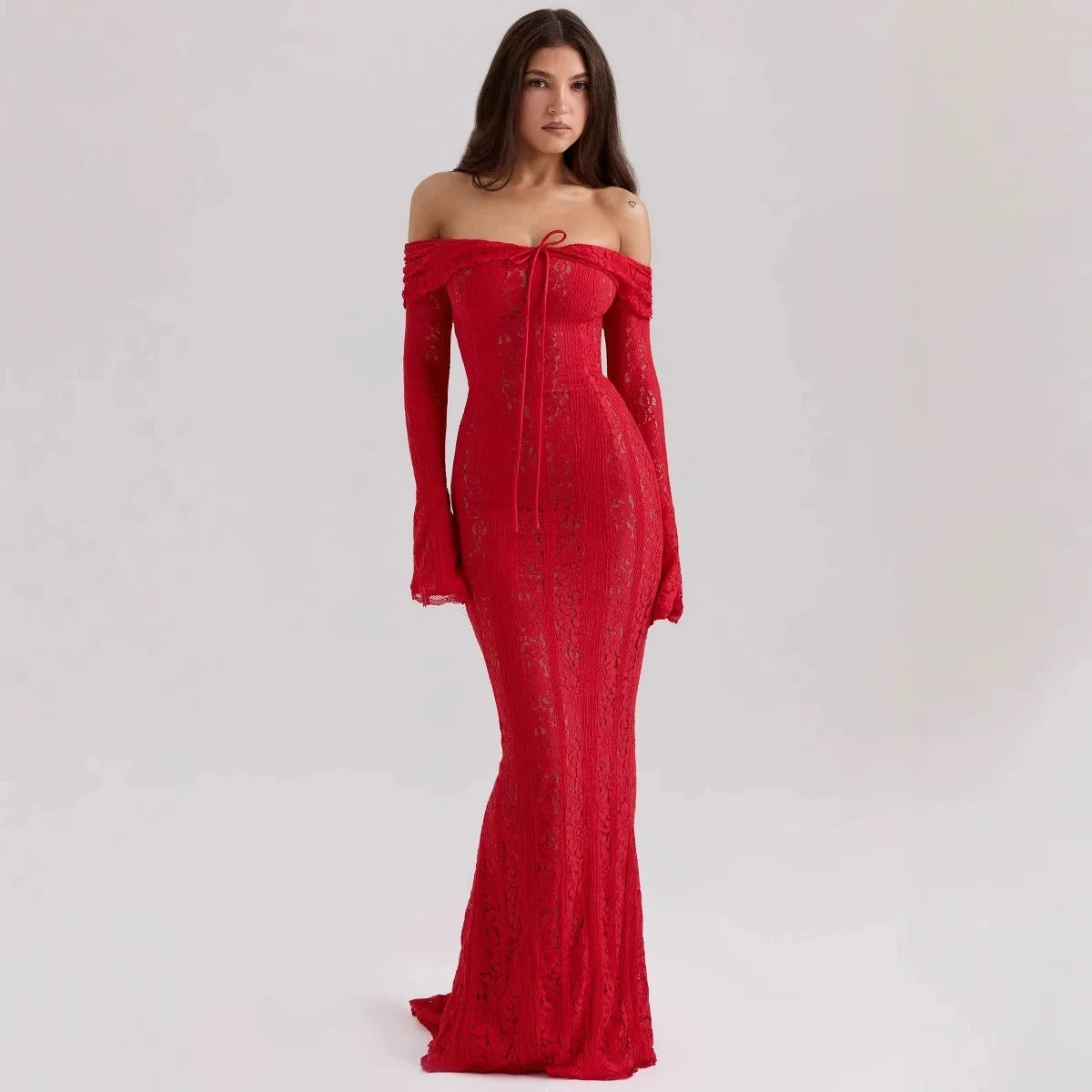 Long Sleeve Lace Evening Gown – Wedding & Prom Dress