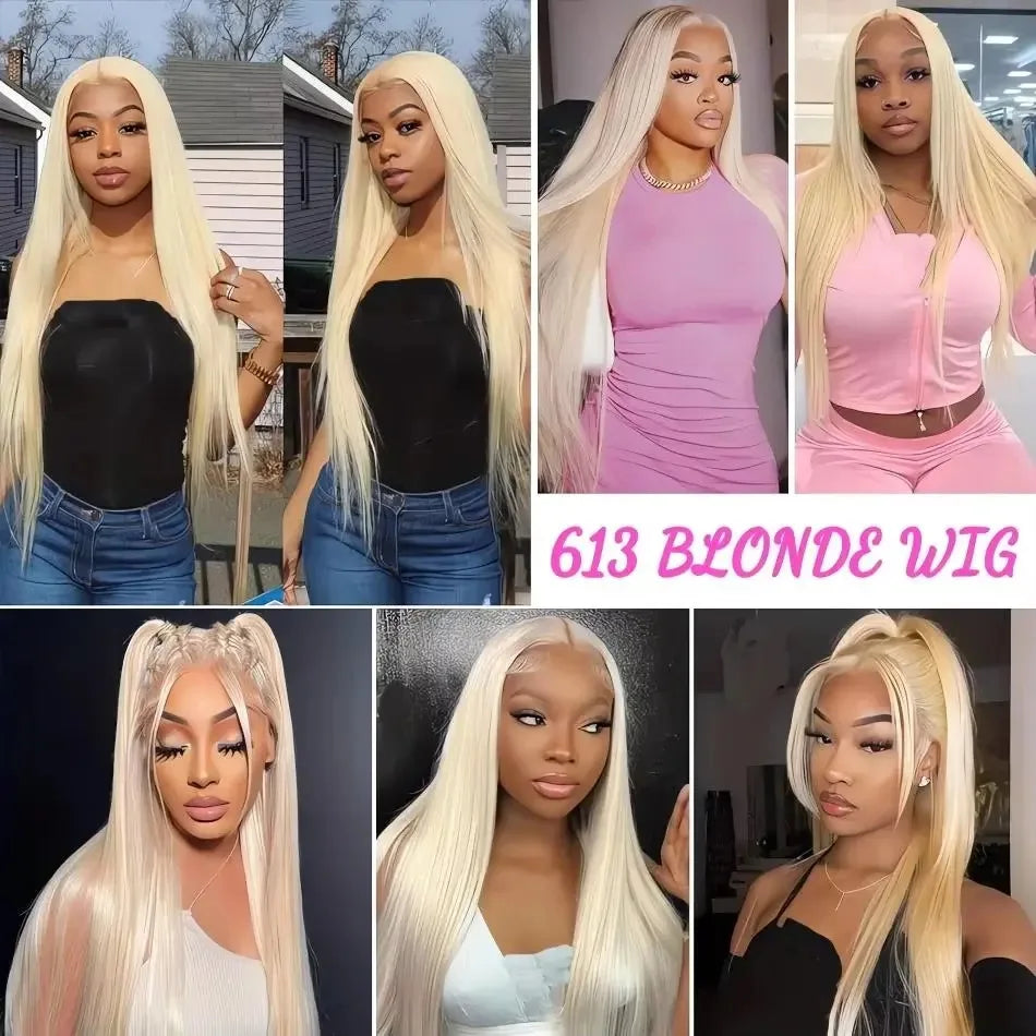 613 Honey Blonde Color Synthetic 13X4 Lace Front Wig For Black Women Straight Preplucked Bleach Knots Soft Cosplay Daily Party