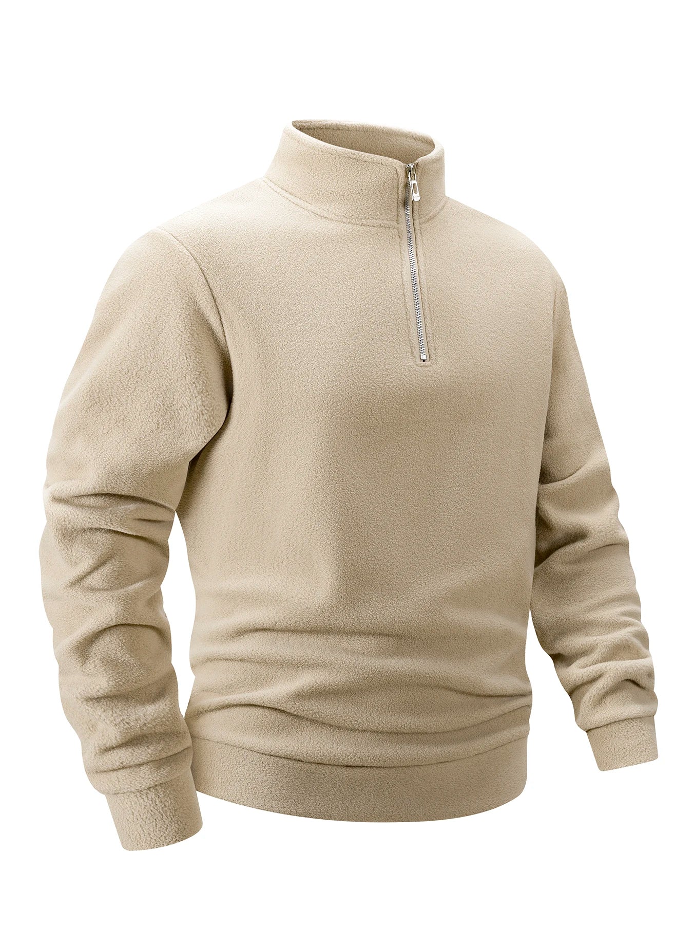 Men's Quarter-Zip Fleece Sweatshirt – Stand Collar Pullover
