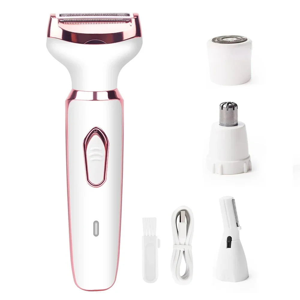 Electric Shaver For Woman Body Hair Removal Epilator Painless Cordless Trimmer Women Face Leg Bikini Razor 4 in 1 Hair Remover