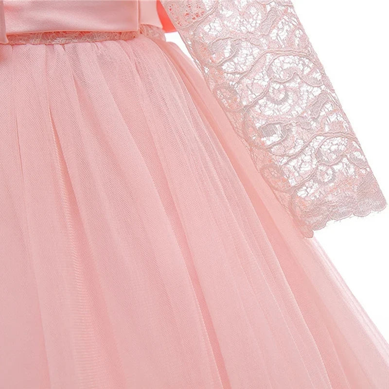 Teen Lace White Bridesmaid Dresses For Girls Wedding Formal Evening Gown Elegant Kids Girl Birthday Party Dress Children Costume