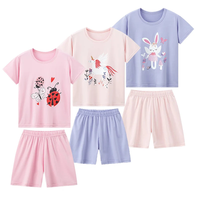Kids' Character Print Short-Sleeve & Shorts Set – 14 Designs