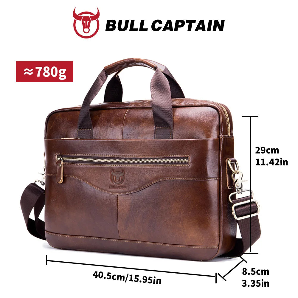 Men's Genuine Leather 14-Inch Laptop Briefcase