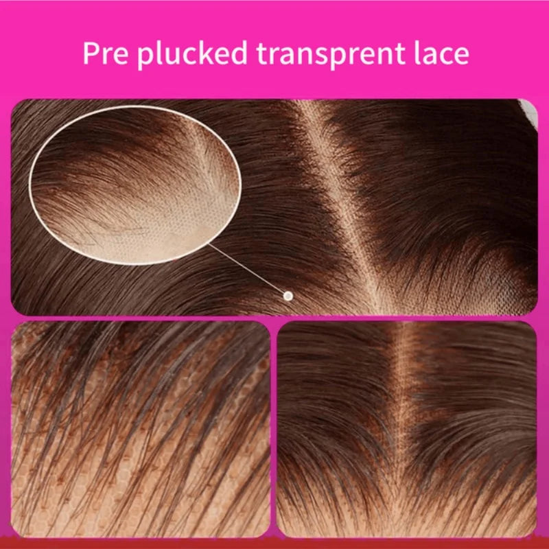 34" Chocolate Brown HD Bone Straight Lace Front Wig