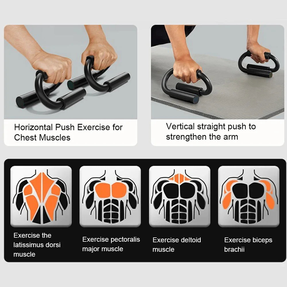 1pair S Shape Floor Chest Workout Equipment Foam Handles Chest Fitness Equipment Anti Slip Home Fitness Chest Training Equipment