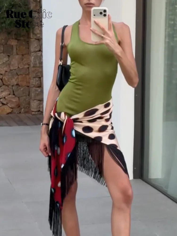 Mesh Polka Dot Flared Sleeve Slim Fit Casual Dress