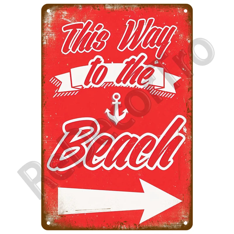Metal Beach Bar Surf Club Tin Sign – Summer Wall Art