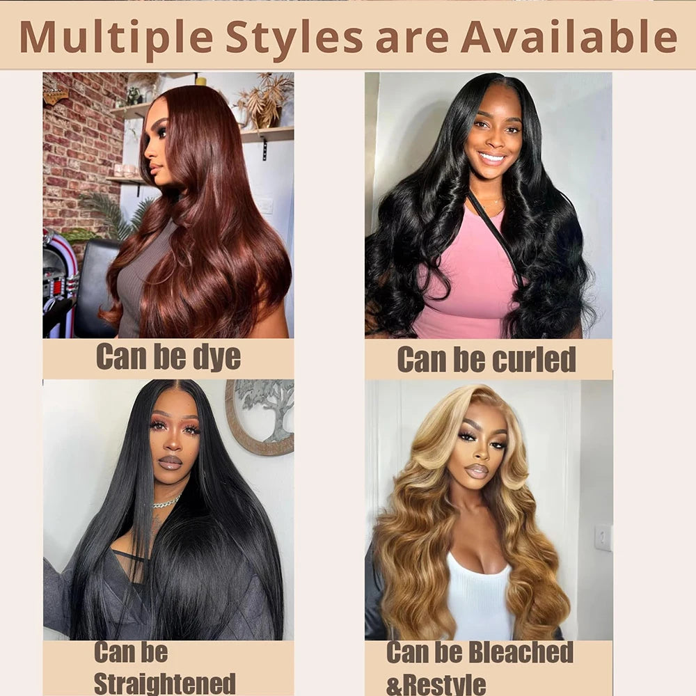 Body Wave Half Wigs Human Hair Glueless Wig Human Hair Ready to Wear 3 IN 1 Half Wig With Drawstring 250 Density Half Wigs