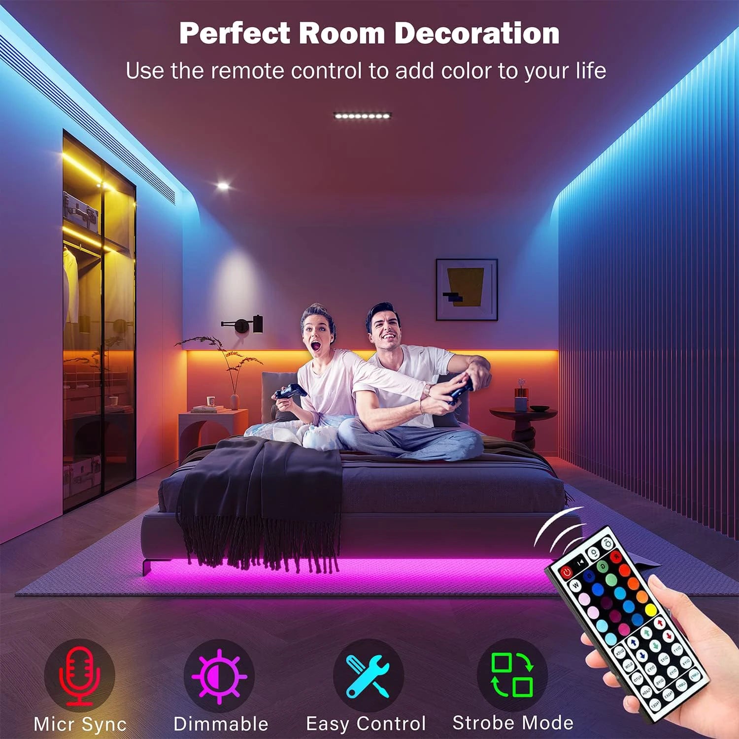 The Mood Strip – RGB LED Strip Lights with App & Remote Control
