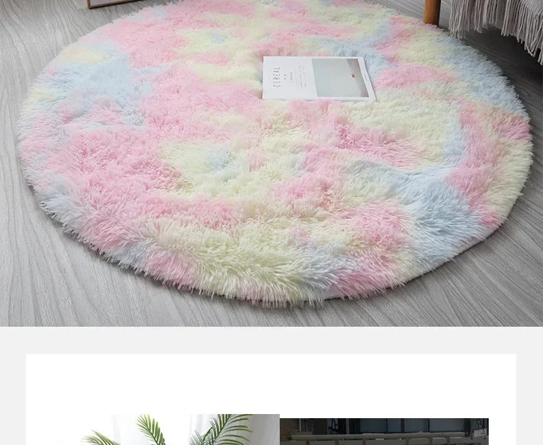 Super Soft Plush Round Rug – Fluffy Pile Floor Mat