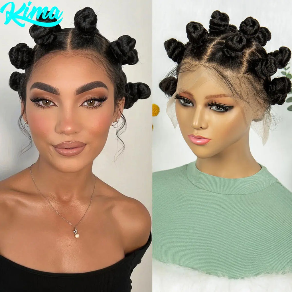 Short Bantu Braided Full-Lace Wig