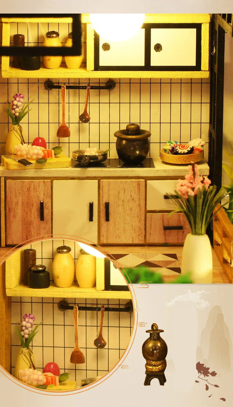 DIY Big Dollhouse Miniature Kit with LED Lights