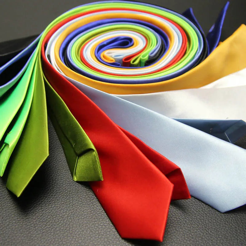 Fashion 5CM Skinny Slim Narrow Ties for man Solid Color Black Red Blue Patterns Necktie For mens Neck Tie Neckwear