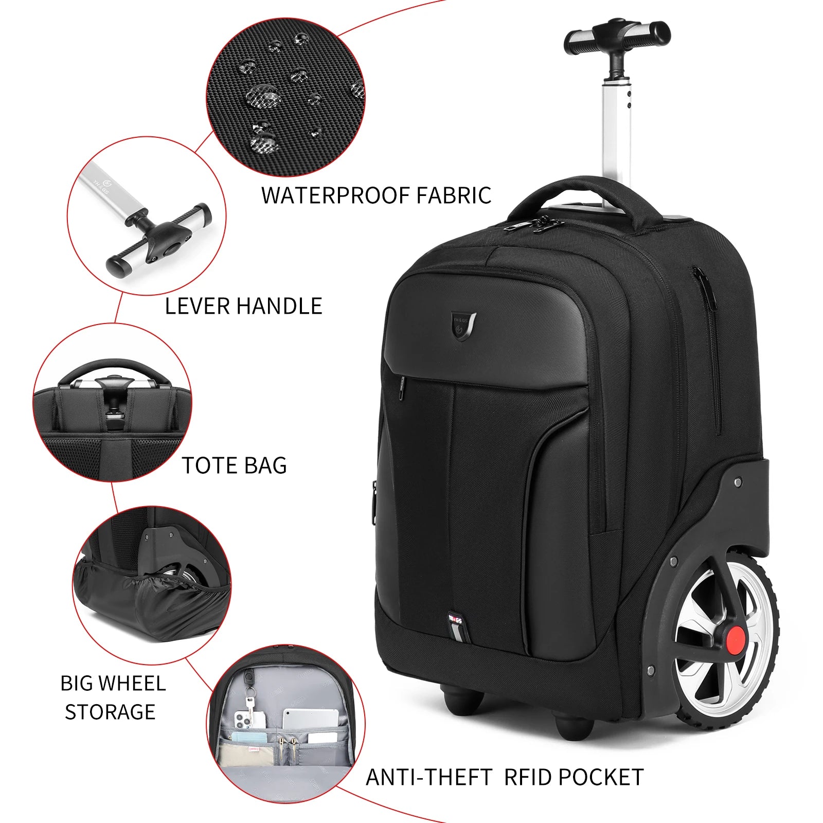 20 inch Rolling Luggage Backpack With Wheels Travel Suitcases Large Capacity Trolley Bags Multifinonal Laptop Carry on Backpack