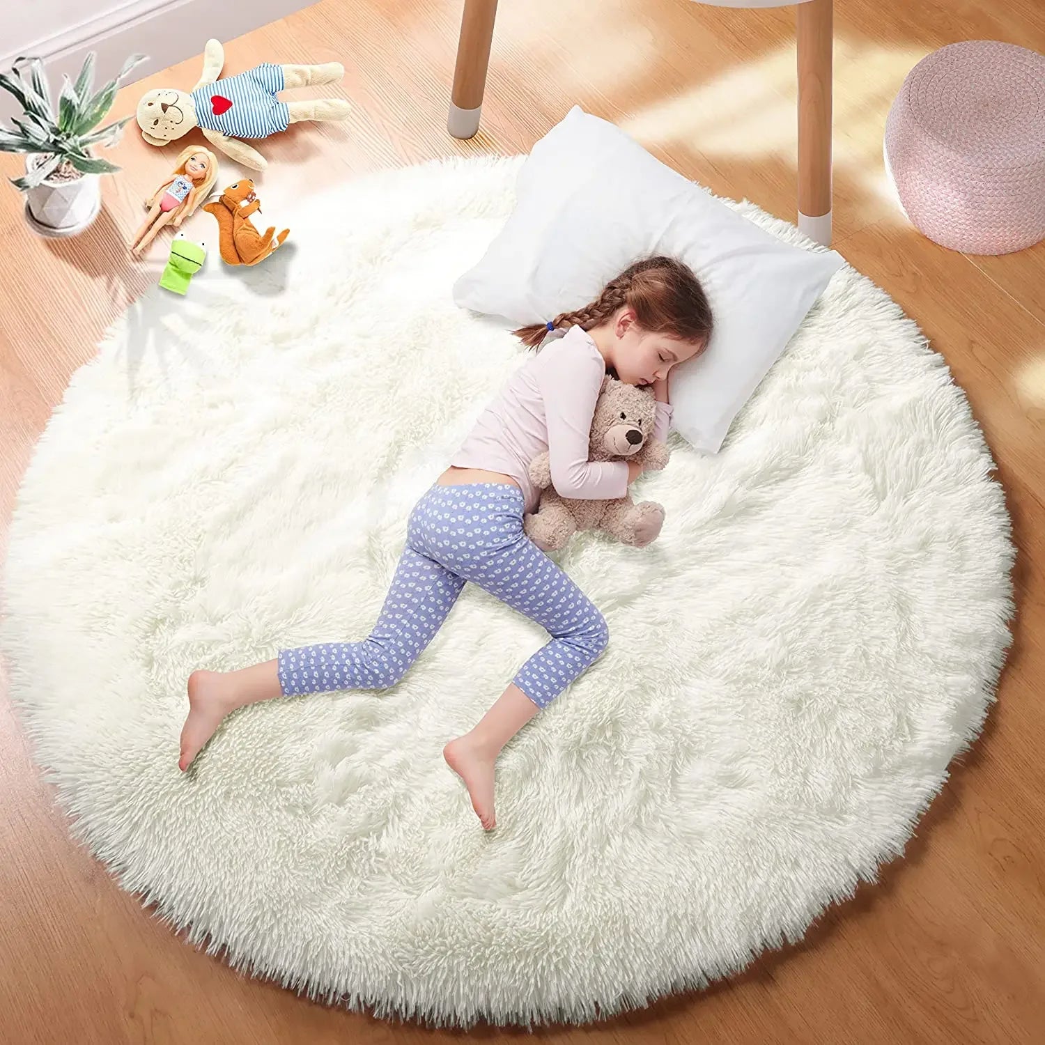 Super Soft Plush Round Rug – Fluffy Pile Floor Mat