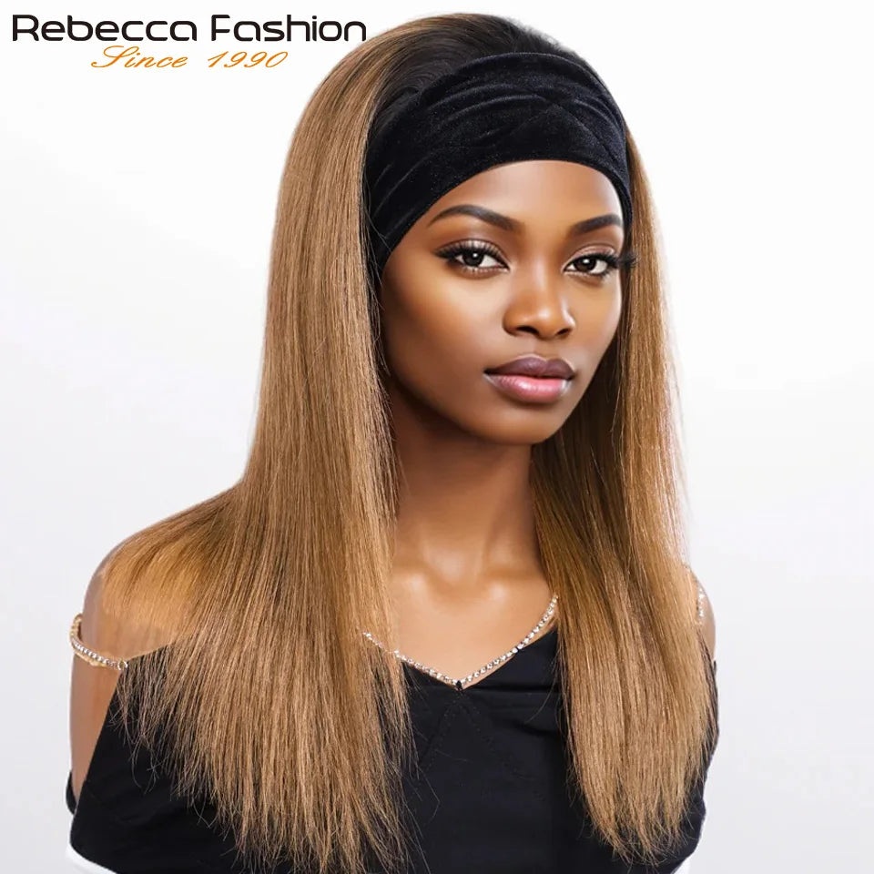 Straight Human Hair Headband Wig