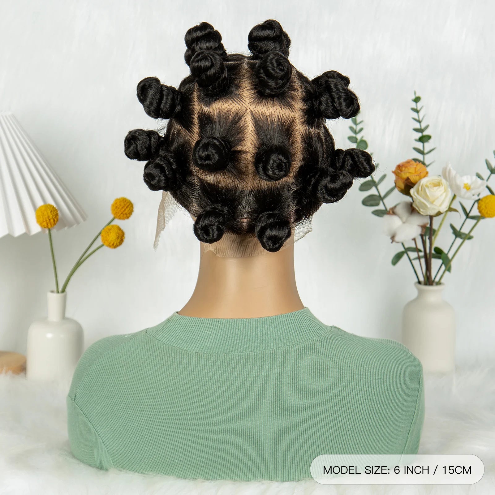Short Bantu Braided Full-Lace Wig