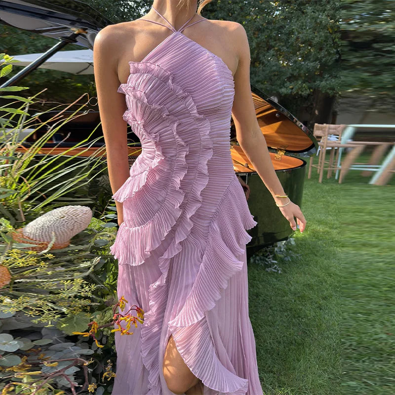 Elegant Halter A-Line Chiffon Prom Gown