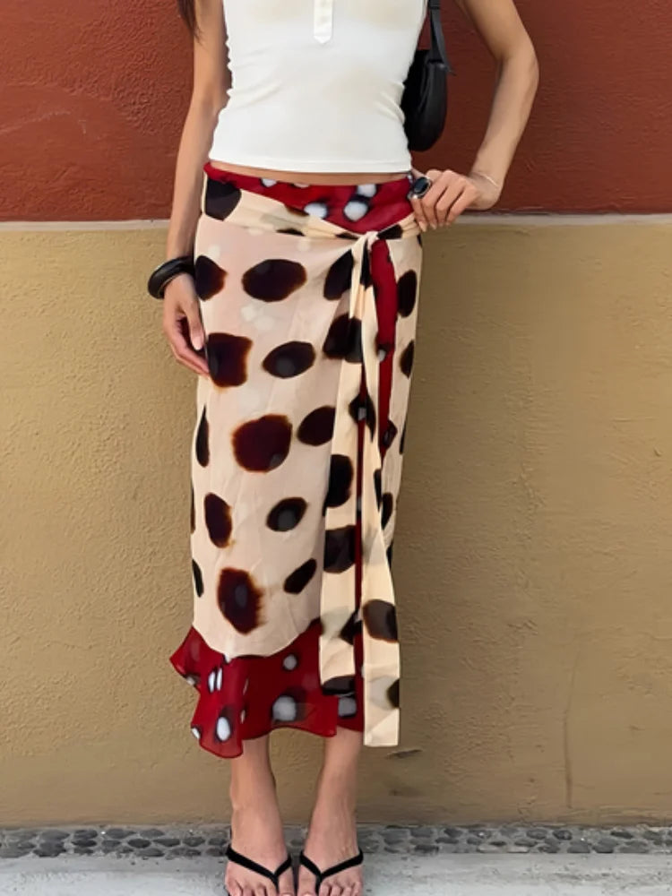 Mesh Polka Dot Flared Sleeve Slim Fit Casual Dress