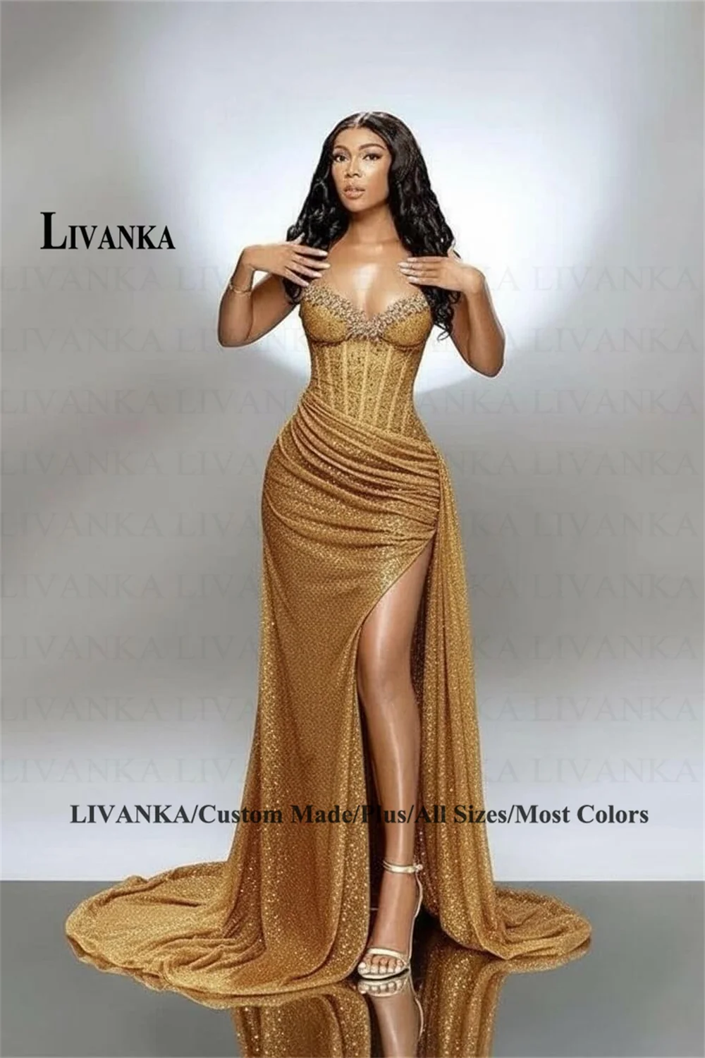 Sweetheart Mermaid Evening Gown – Beaded Floor-Length
