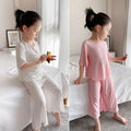 Girls Sets Summer Thin Children Short Sleeve Set Kids Homewear Clothes Girl Pure Color Pajamas Outfits