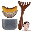 Lymphatic Contour Face Brush & Wooden Meridian Massage Comb Anti-static 6-Claw,Jawline Sculpting,Drainage Massager for Face&Head