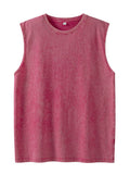 Summer Men's Washed Cotton Tank Tops Muscle Gym Sleeveless Workout T Shirts Running Beach Loose Cutoff Tees
