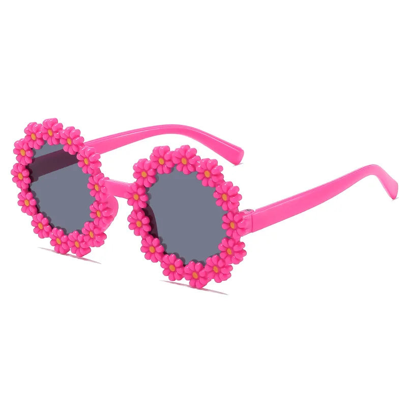Round Flower Sunglasses for Kids Cute Daisy Glasses Children Outdoor Sun Protection Shades Fashion Funny Party Eyewear