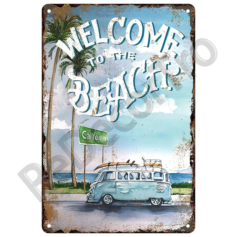 Metal Beach Bar Surf Club Tin Sign – Summer Wall Art