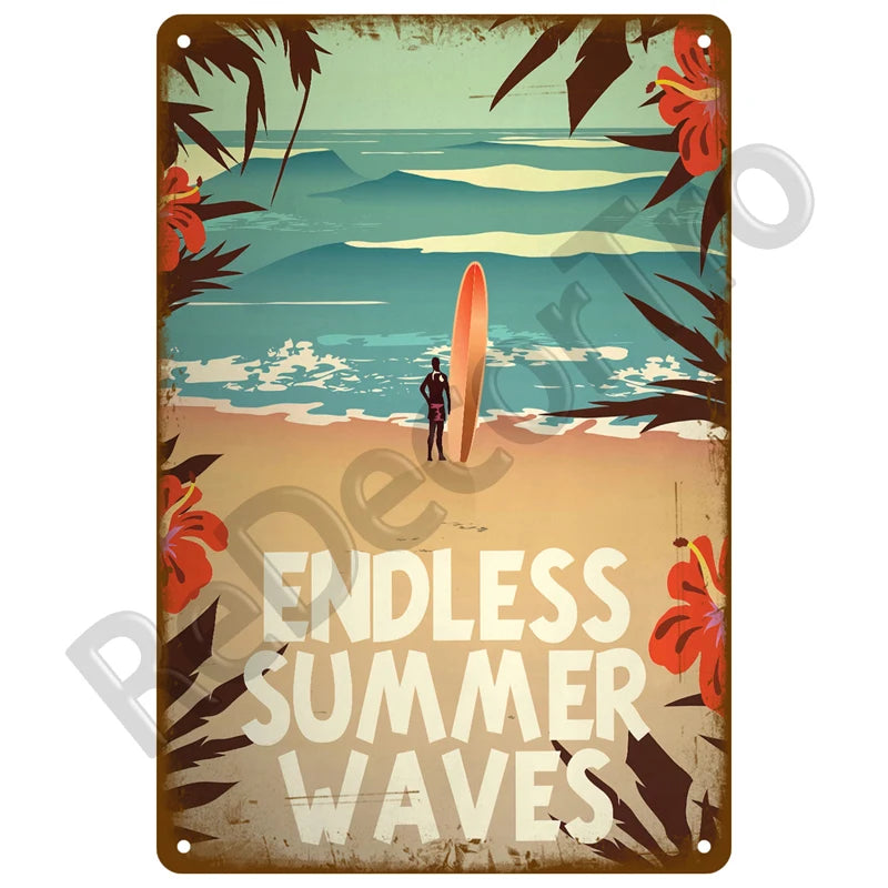 Metal Beach Bar Surf Club Tin Sign – Summer Wall Art