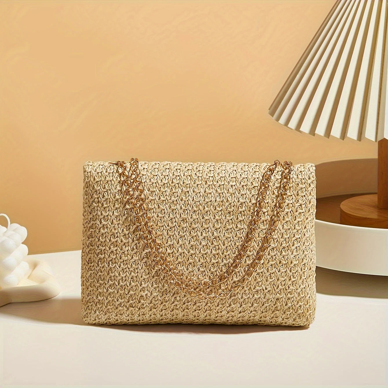 Handwoven Straw Shoulder & Crossbody Bag – Lock Closure, 7 Colors