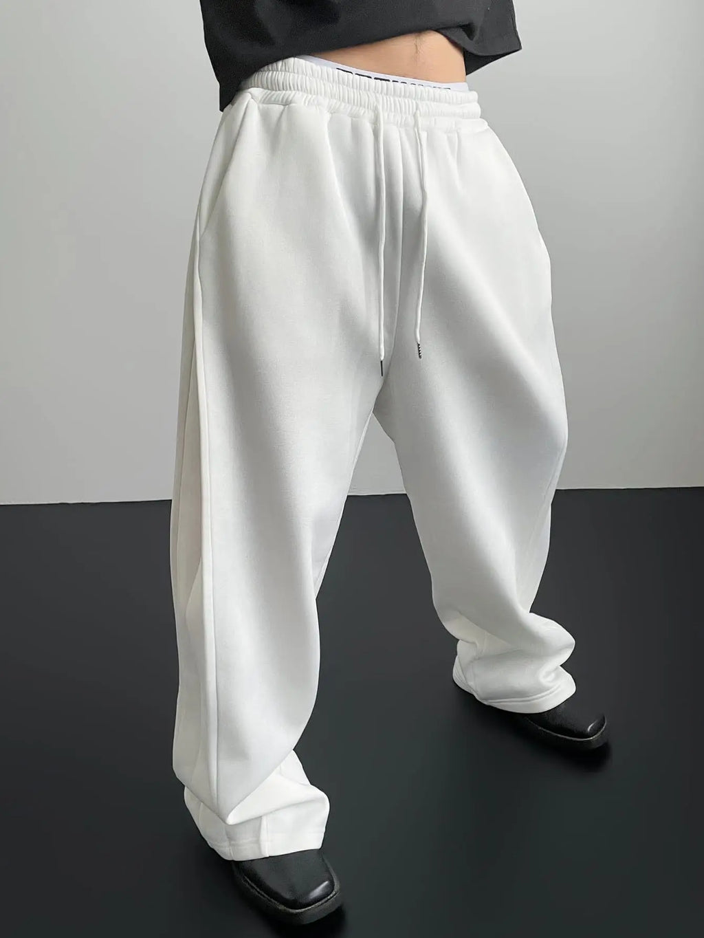 2025 men's wide leg sweatpants, European and American men's and women's sweatpants, waist drawstring straight leg loose casual s